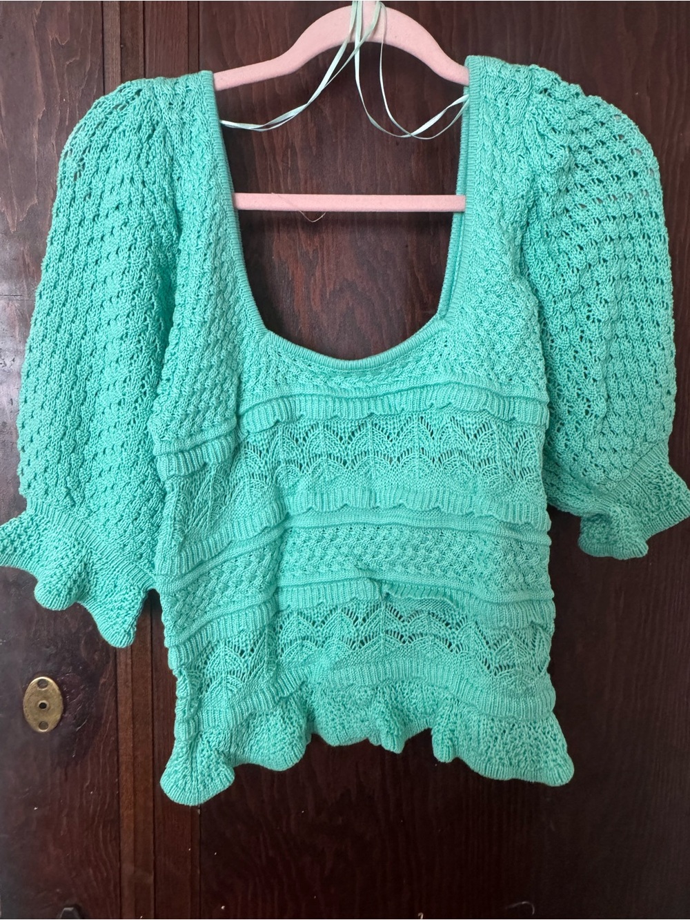 BiBi Teal Green Scoop Neck Knit Top